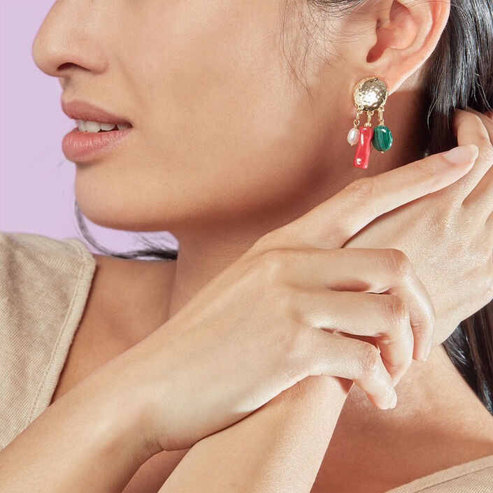 Clip earrings DEESSE - Multicolor / Gold - All earings  | Agatha