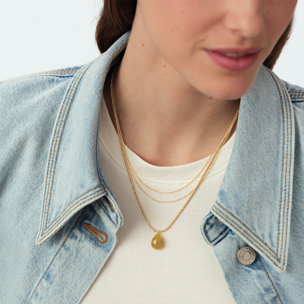 Mid-length necklace MADELEINE - Khaki / Gold - Mid-length necklace  | Agatha