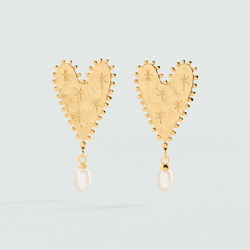 Long earrings PANGEA - White / Gold - Earrings  | Agatha