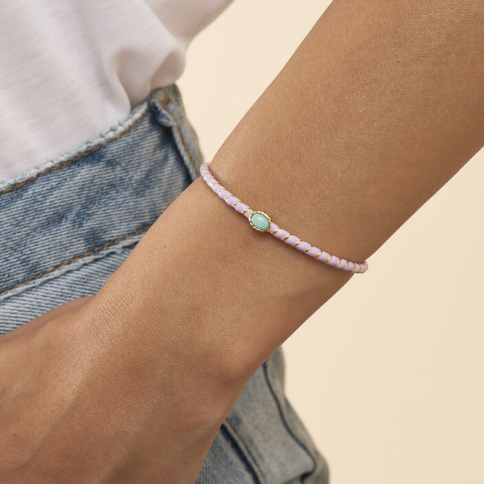Bangle ARLEQUIN - Mauve / Goden - All jewellery  | Agatha