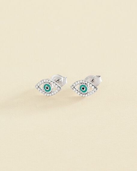 Stud earrings LUCKY EYE - Turquoise / Silver - All jewellery  | Agatha