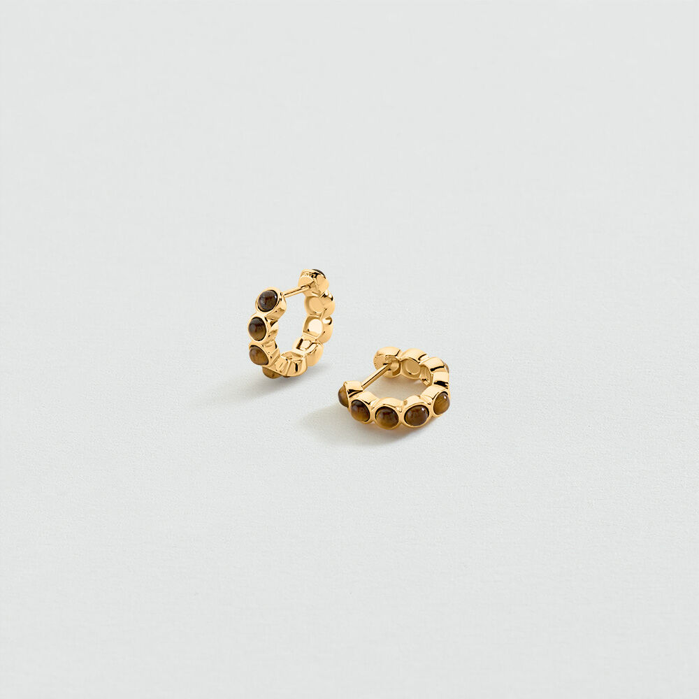 Hoops STONE BATIGNOLLES - Brown / Gold - Earrings  | Agatha