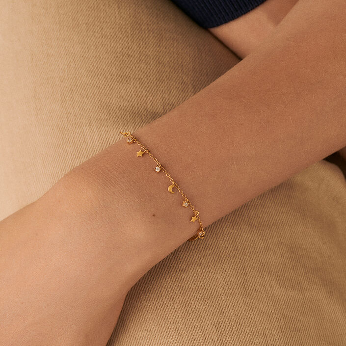 Link bracelet LUNITAS - Crystal / Gold - All bracelets  | Agatha