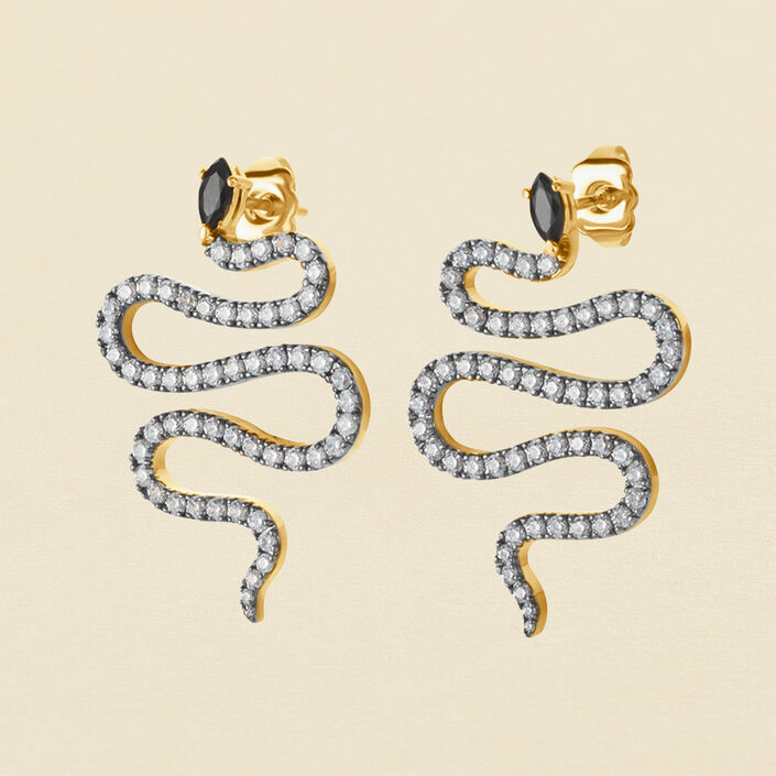 Long earrings SNAKY - Crystal / Gun - All earings  | Agatha