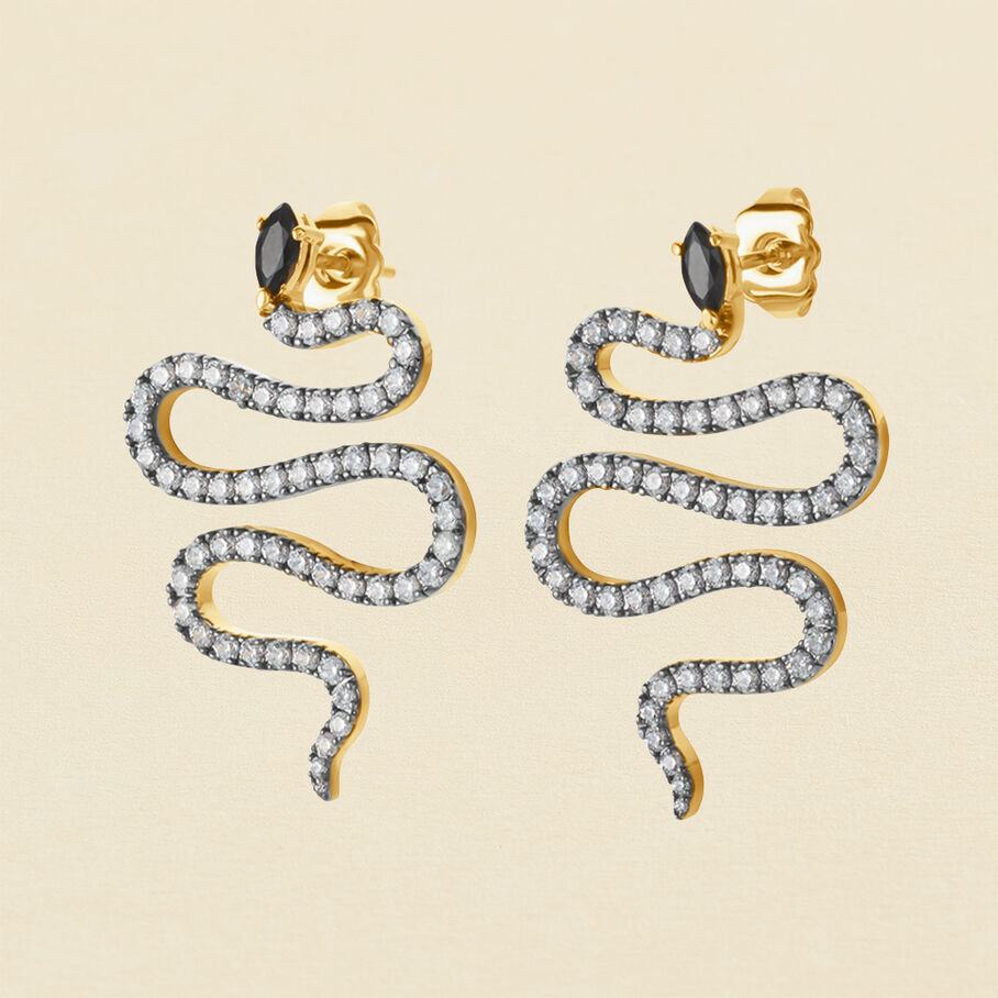 Long earrings SNAKY - Crystal / Gun - All earings  | Agatha