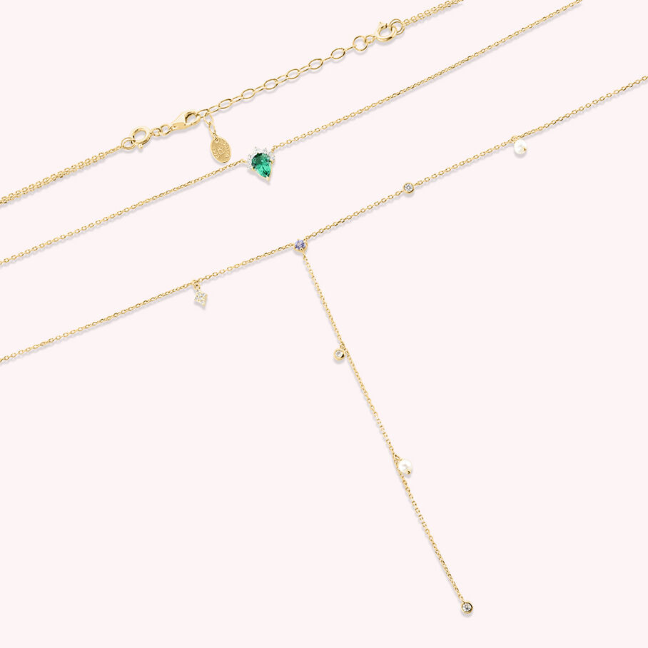 Long necklace ASTRE - Green / Gold - All jewellery  | Agatha