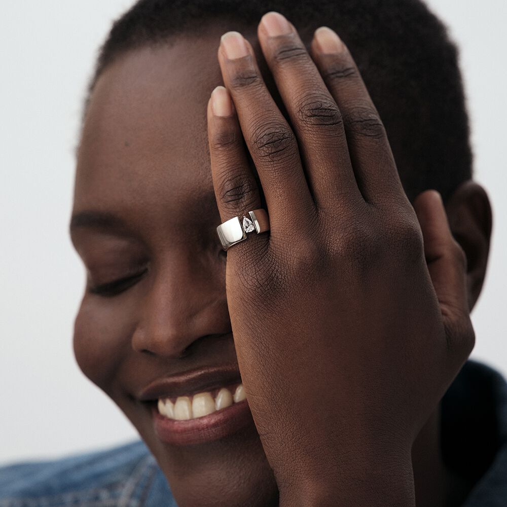 Large ring JADE - Crystal / Silver - Jewellery  | Agatha