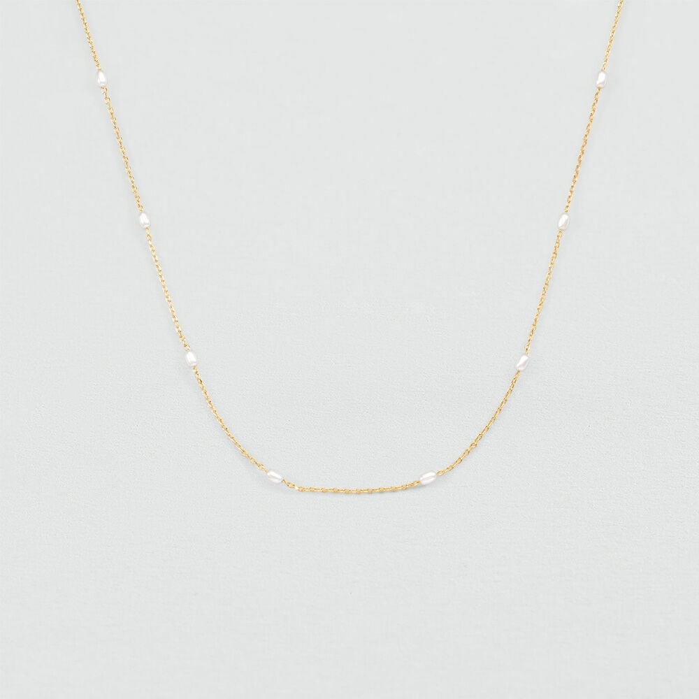 Choker necklace JASMIN - Golden / White - Choker necklace  | Agatha
