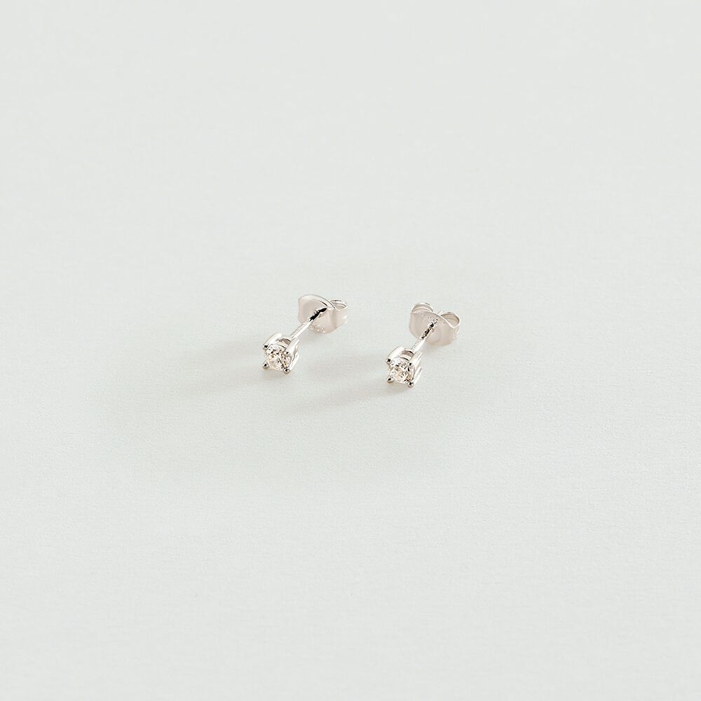 Stud earrings SOL - Crystal / Silver - Genuine silver  | Agatha