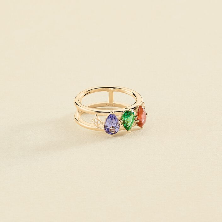 Large ring ASTRE - Multicolor / Gold - All jewellery  | Agatha