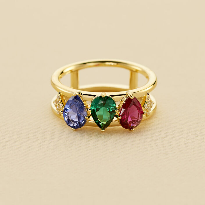 Large ring ASTRE - Multicolor / Gold - All jewellery  | Agatha