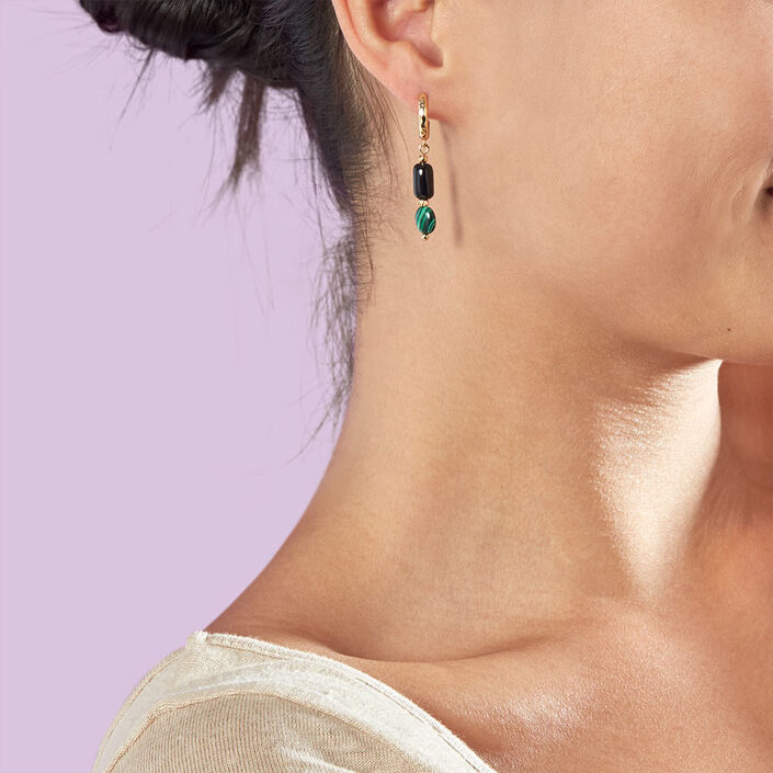 Long earrings DEESSE - Green / Black - All earings  | Agatha