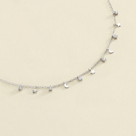 Choker necklace LUNITAS - Crystal / Silver - All jewellery  | Agatha