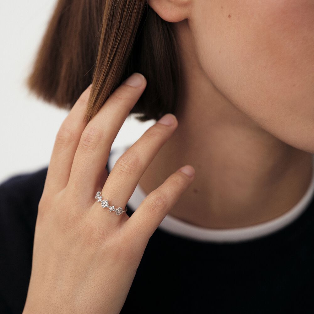 Thin ring BELOVED - Crystal / Silver - Genuine silver  | Agatha