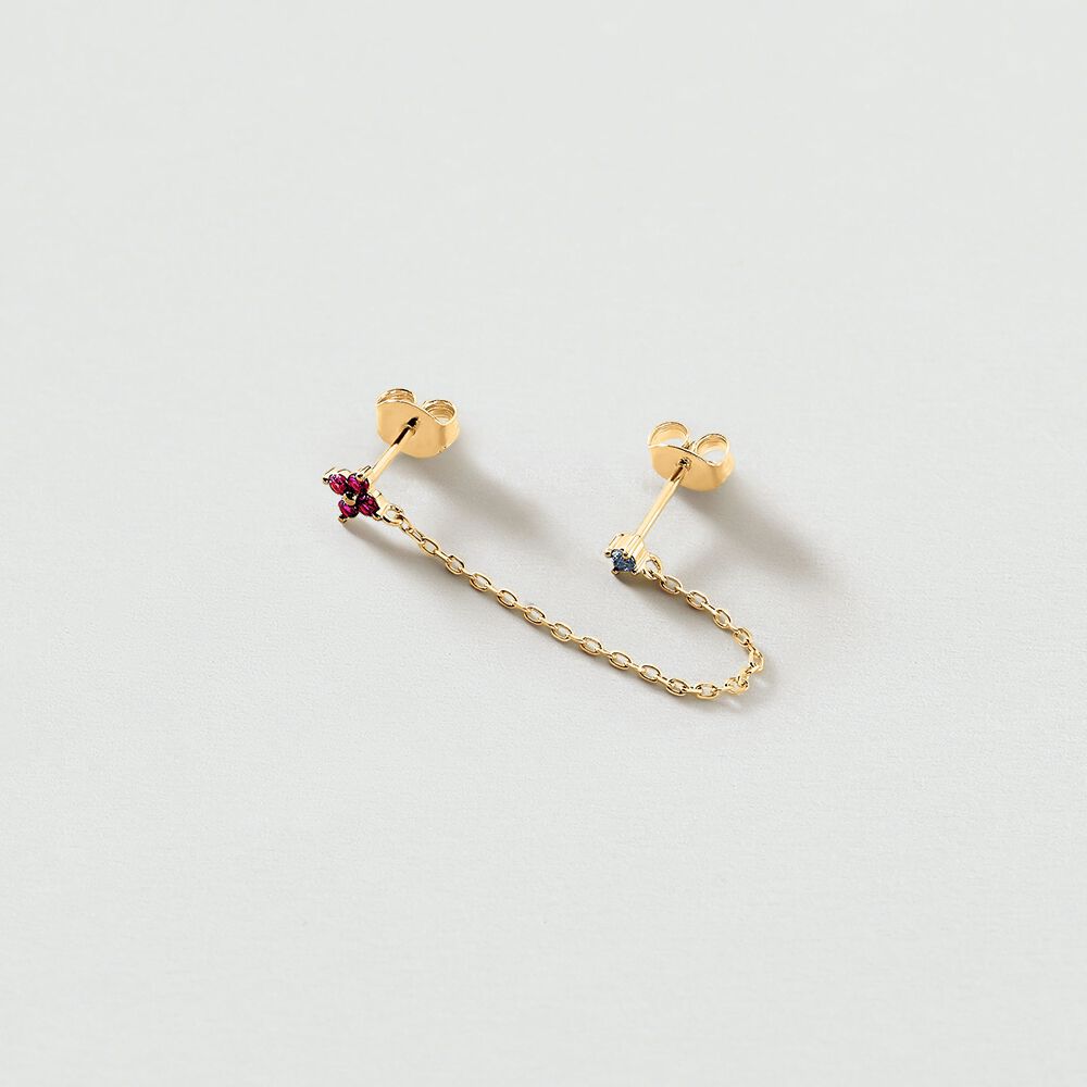 Piercing stud MIX& MATCH - Pink / Gold - Genuine silver  | Agatha