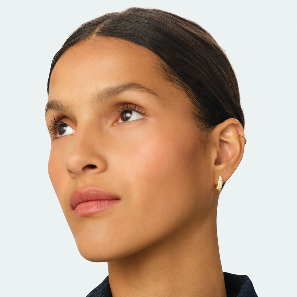 Single hoop earring PAV&Eacute; MIX & MATCH - Crystal / Golden - Earrings  | Agatha