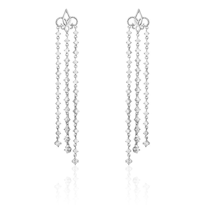 Long earrings FLEURLYS - Crystal / Silver - All earings  | Agatha