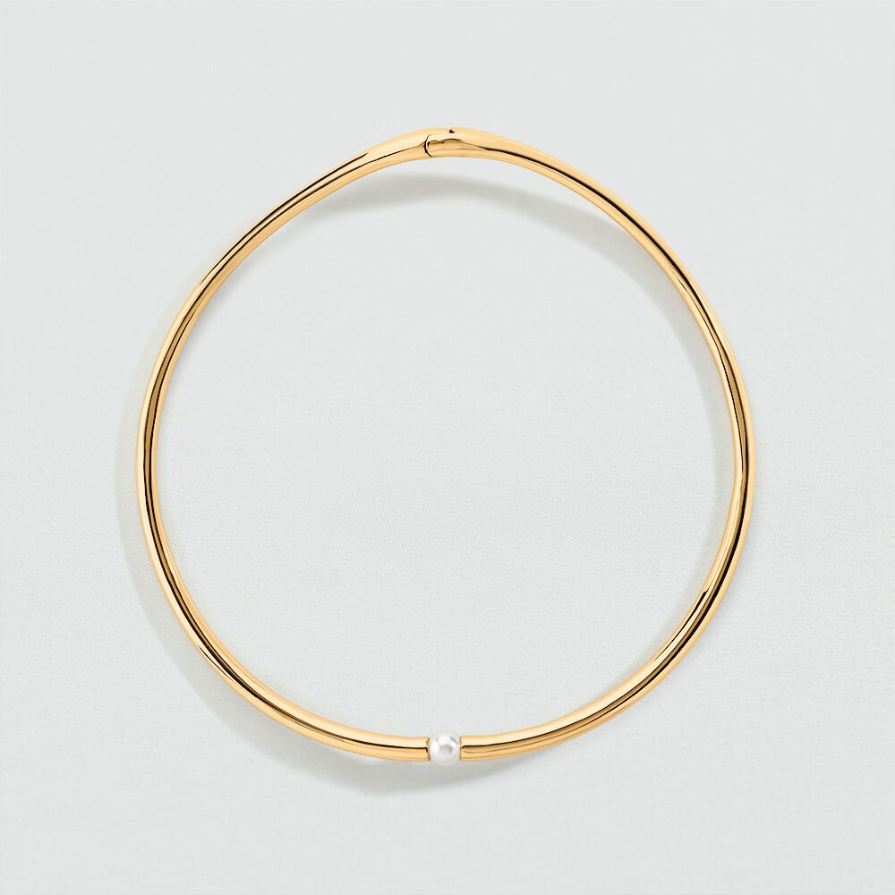 Short necklace PEARL TORC BATIGNOLLES - Pearl / Gold - Choker necklace  | Agatha