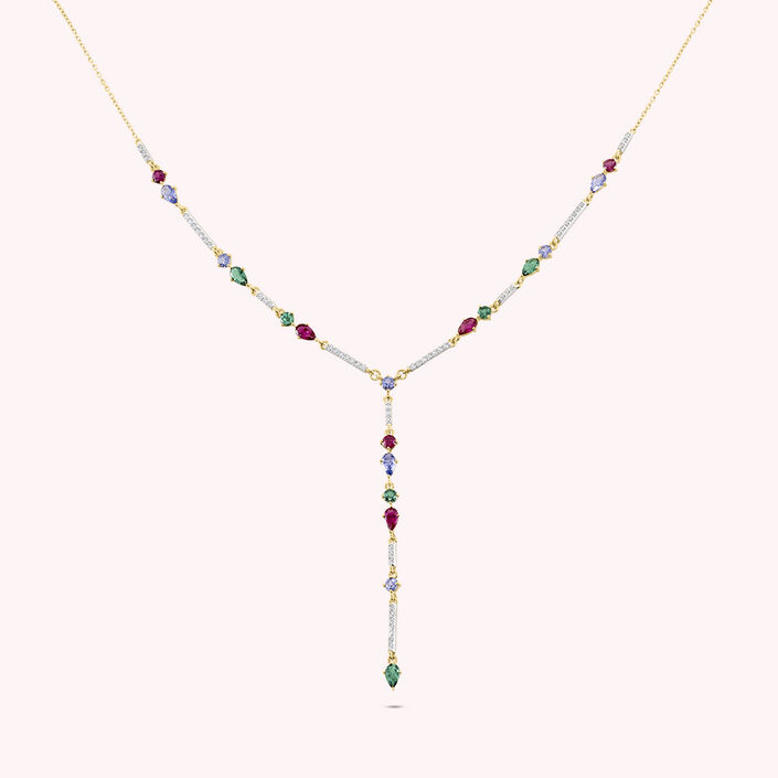 Mid-length necklace ASTRE - Multicolor / Gold - All jewellery  | Agatha