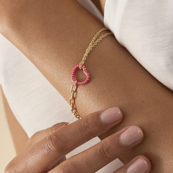 Link bracelet SESHA - Pink / Gold - All bracelets  | Agatha