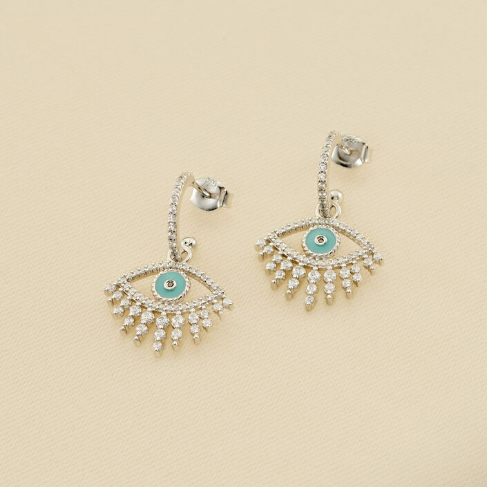 Hoops LUCKY EYE - Turquoise / Silver - All jewellery  | Agatha