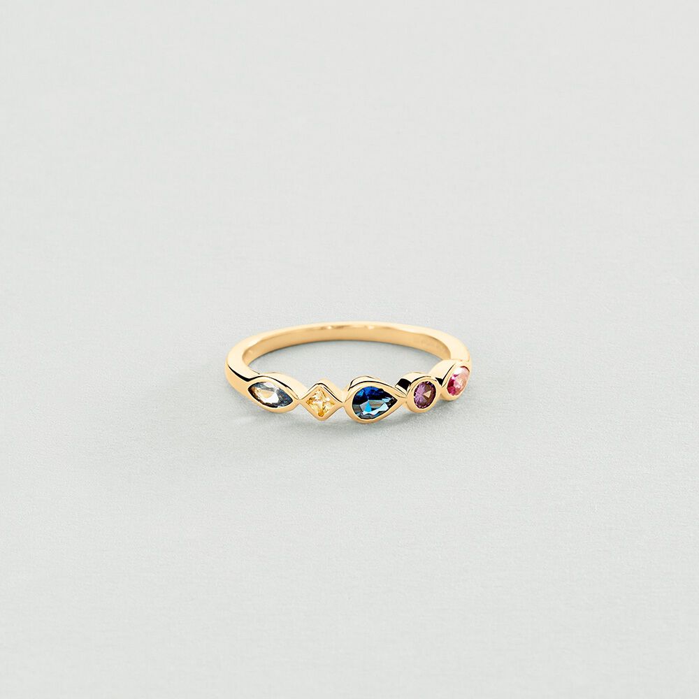 Thin ring SIMETRIA - Multicolor / Gold - Jewellery  | Agatha