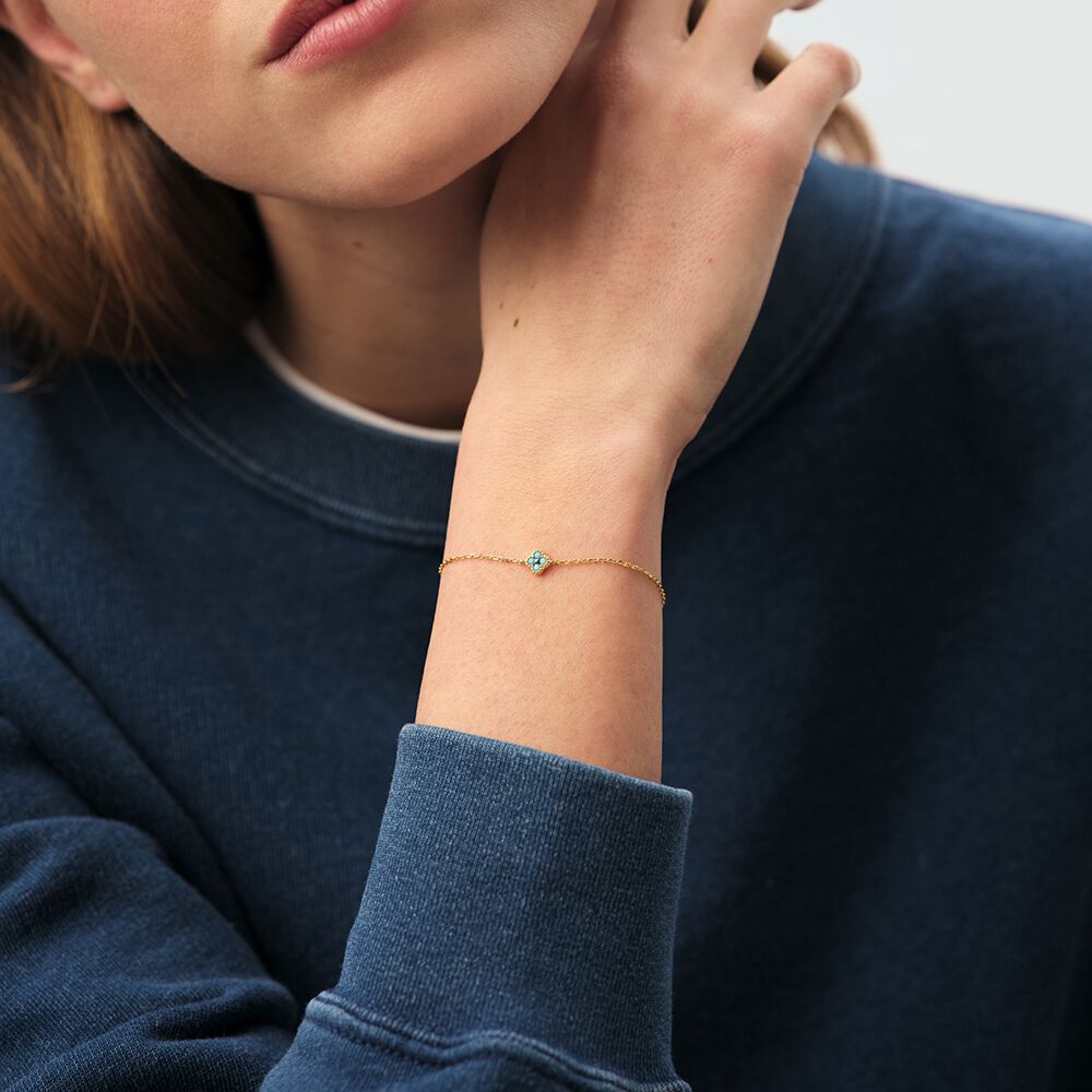 Link bracelet BELOVED - Turquoise / Gold - Genuine silver  | Agatha