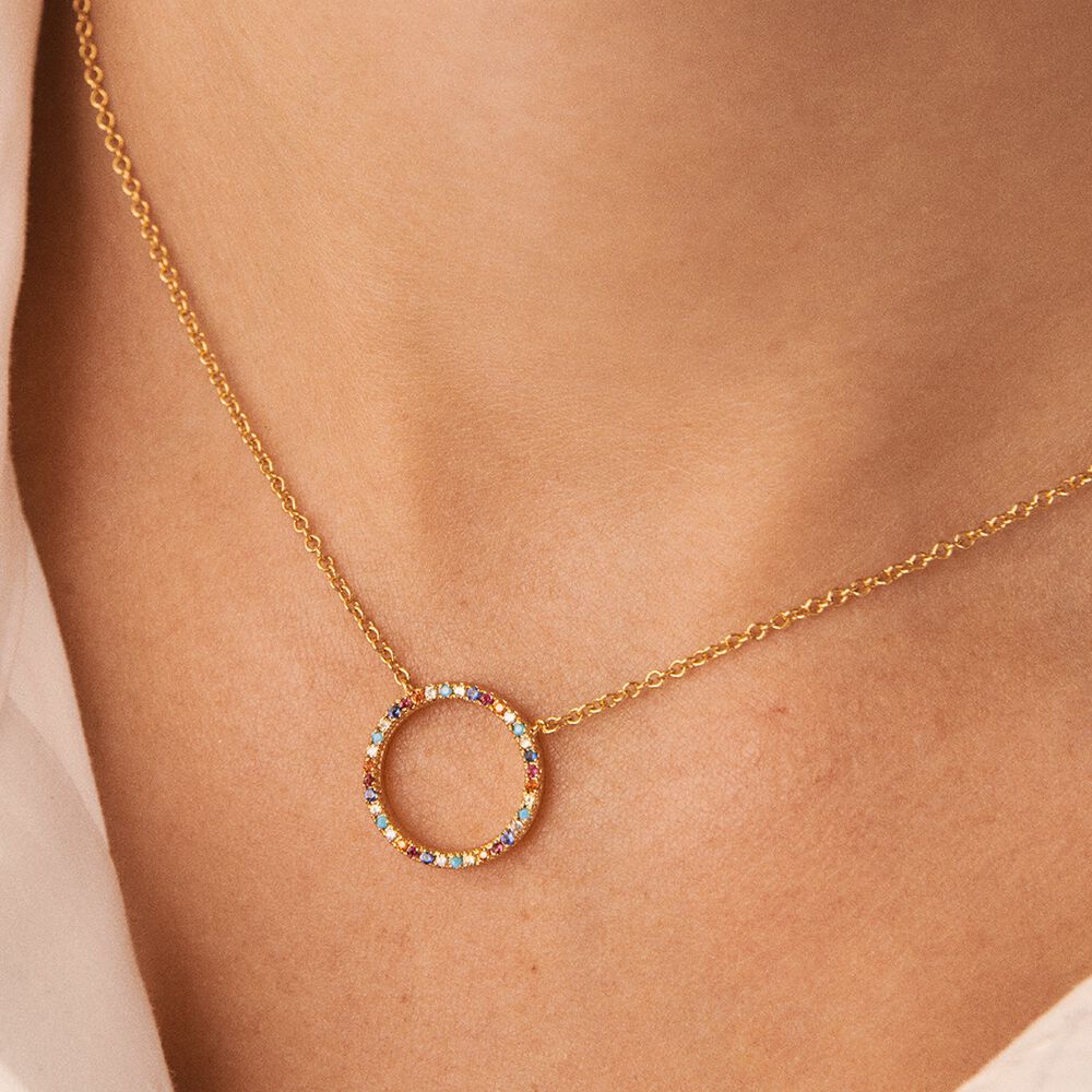 Choker necklace RAINBOW - Multicolor / Gold - Genuine silver  | Agatha