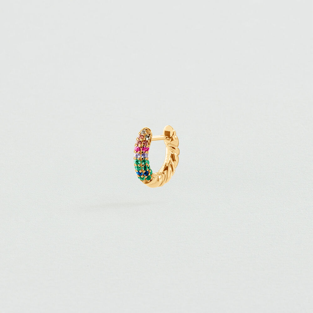 Single hoop earring MIX & MATCH - Multicolor / Gold - Genuine silver  | Agatha