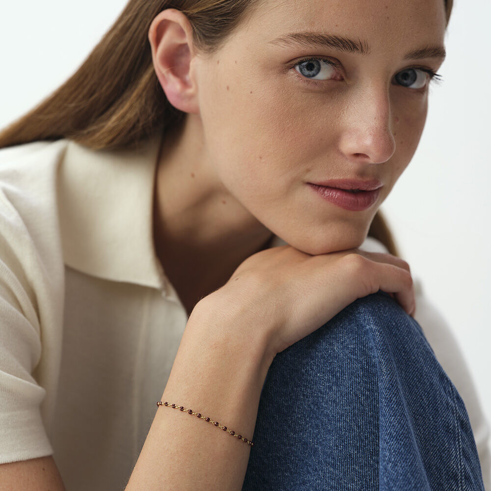 Link bracelet SMARTY - Burgundy / Golden - Bracelets  | Agatha