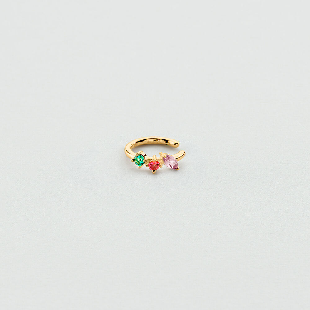 Earcuff EAR3AMAS - Multicolor / Gold - Genuine silver  | Agatha