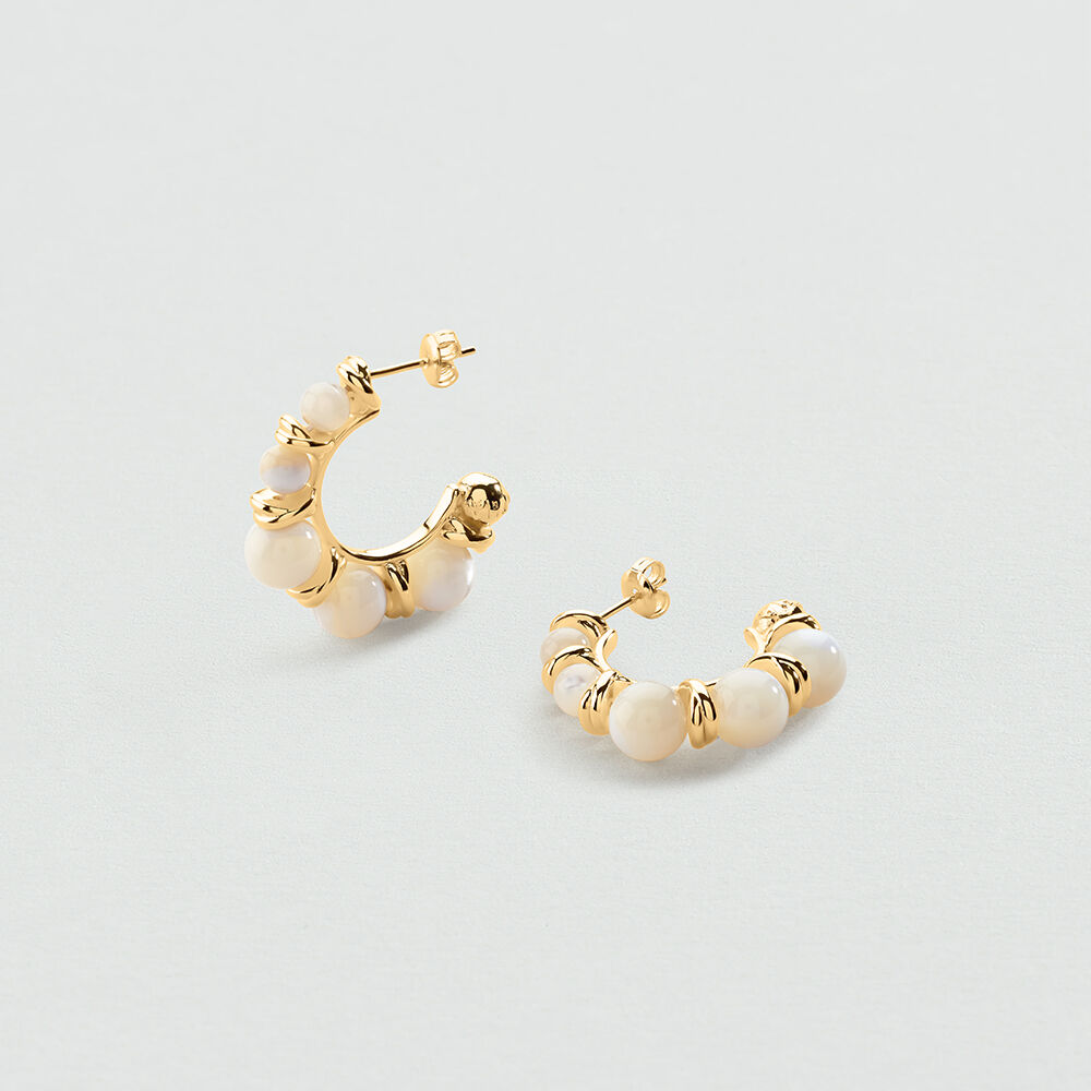 Hoops RAMATUELLE - Ivory / Gold - Earrings  | Agatha