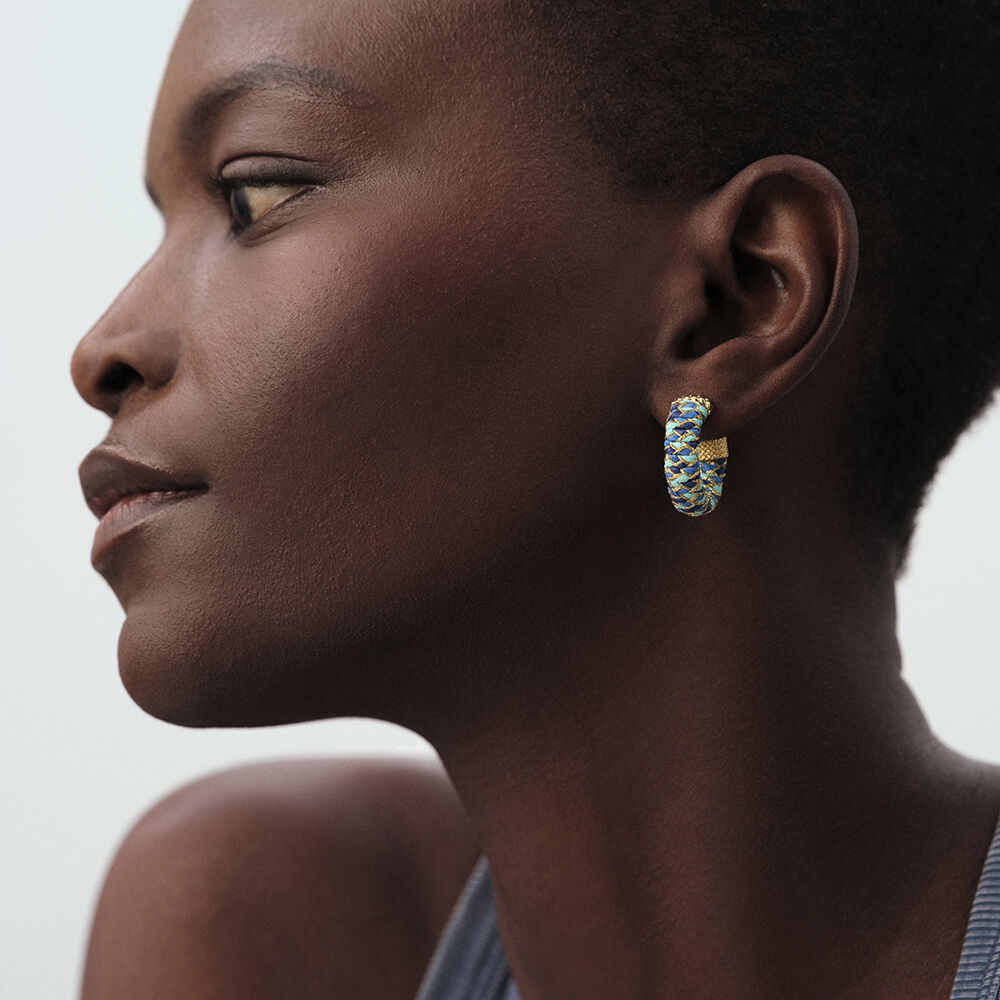 Hoops RAFIA - Blue / Gold - Earrings  | Agatha