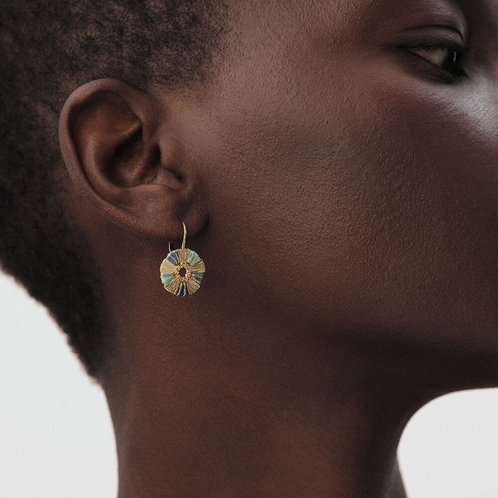 Long earrings RAFIA - Blue / Gold - Earrings  | Agatha
