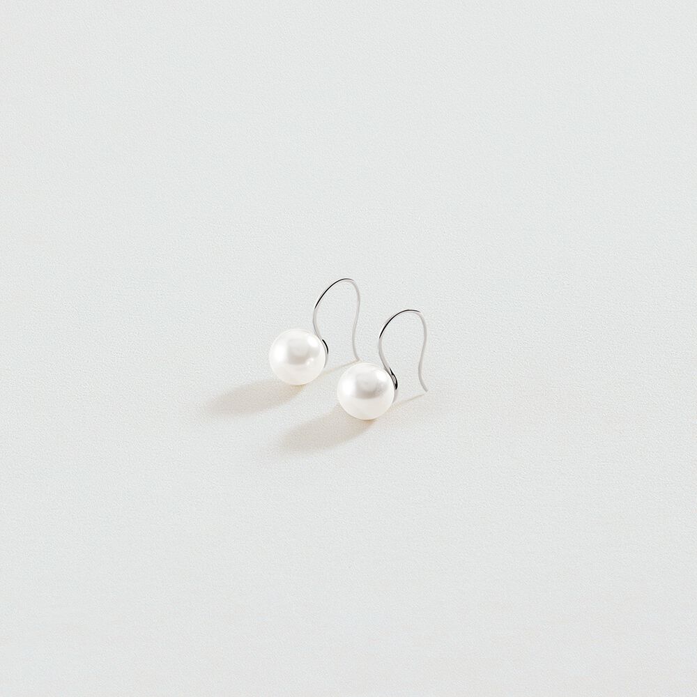 Long earrings PERLYS - Pearl / Silver - Earrings  | Agatha