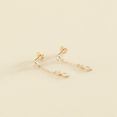 Long earrings ARISTA - Crystal / Golden - All earings  | Agatha
