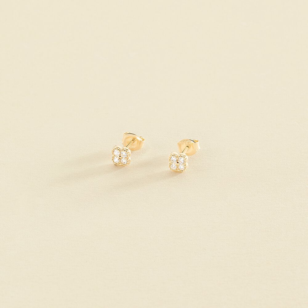 Stud earrings BELOVED - Crystal / Golden - All earings  | Agatha