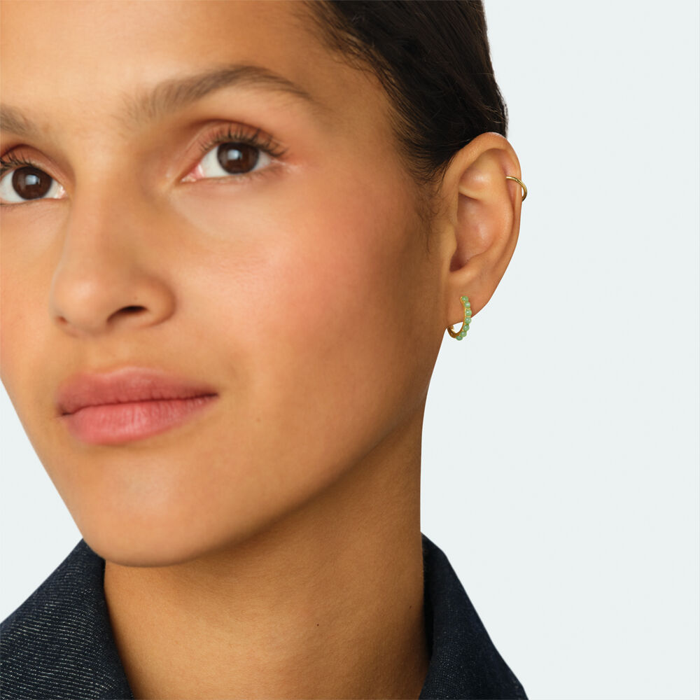 Single hoop earring NATURAL STONES MIX & MATCH - Water green / golden - Earrings  | Agatha