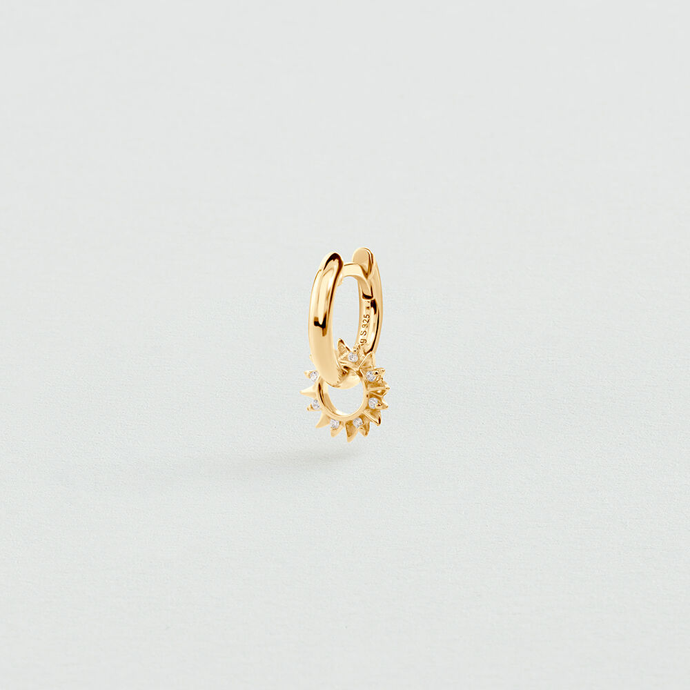 Single hoop earring MIX & MATCH - Crystal / Golden - Genuine silver  | Agatha