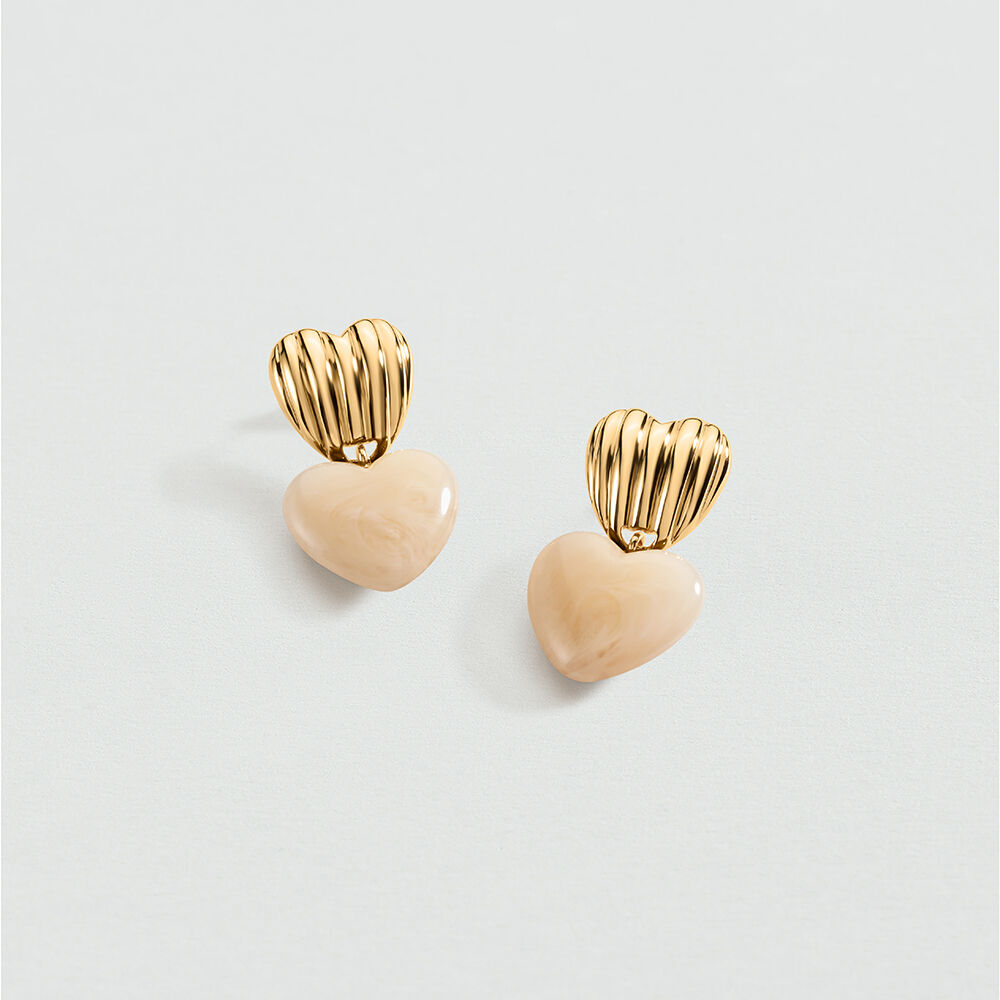 Long earrings SACR&Eacute; C&OElig;UR - Ivory / Gold - Earrings  | Agatha