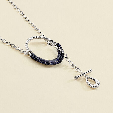 Long necklace TWIGGY - Silver / Dark Blue - 19:38  | Agatha