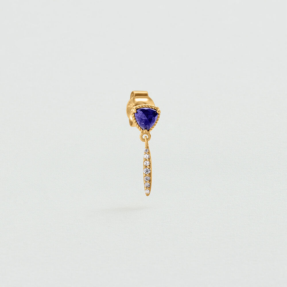 Single stud earring NATURAL STONES MIX & MATCH - Lapis Blue - Genuine silver  | Agatha