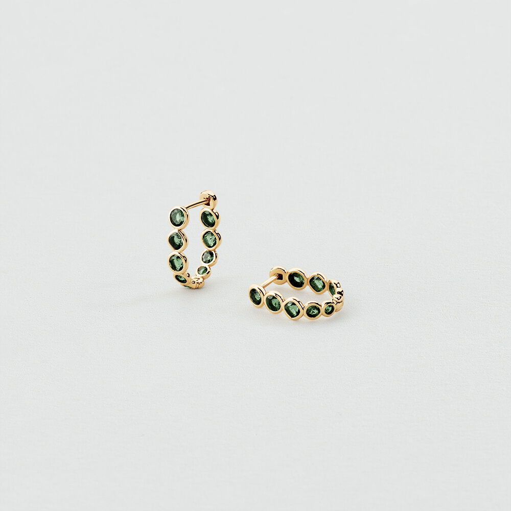 Hoops SAINT GERMAIN - Green / Golden - Earrings  | Agatha