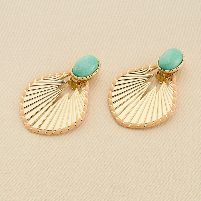 Clip earrings ARLEQUIN - Amazonite - All jewellery  | Agatha