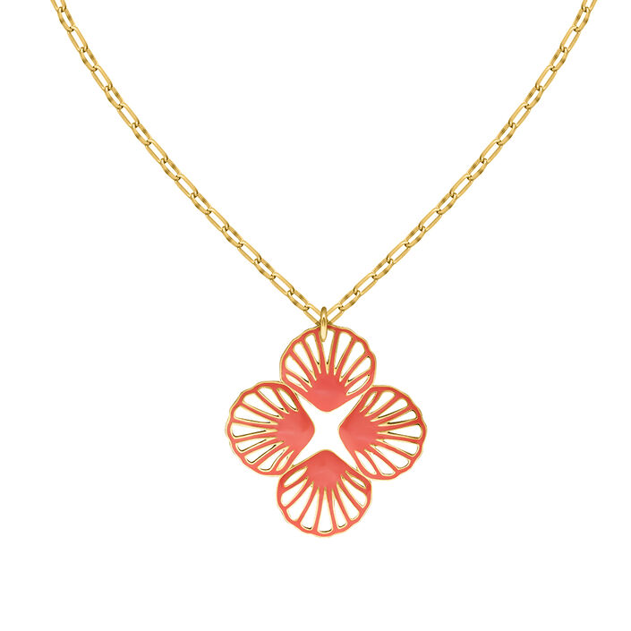 Long necklace COQUIPOP - Coral / Gold - All jewellery  | Agatha