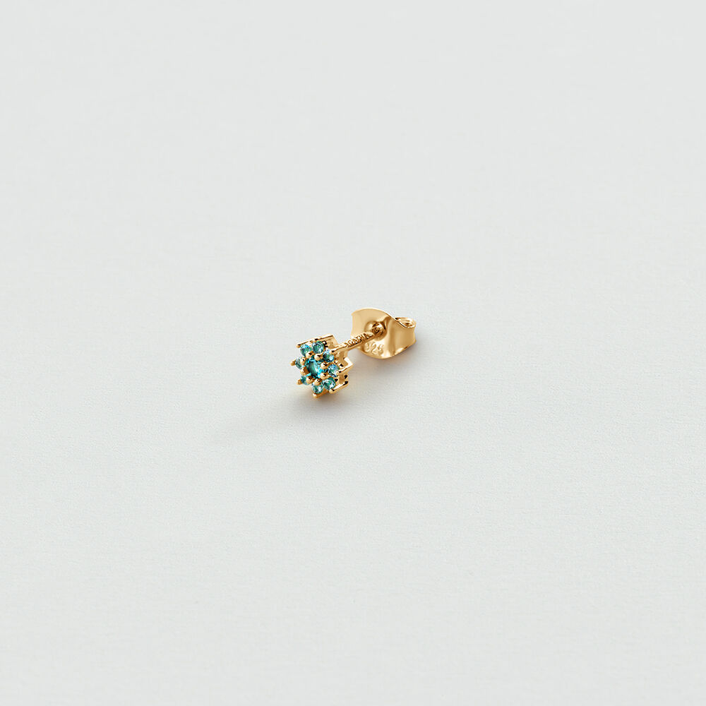Single stud earring FLOWER MIX & MATCH - Green / Golden - Earrings  | Agatha