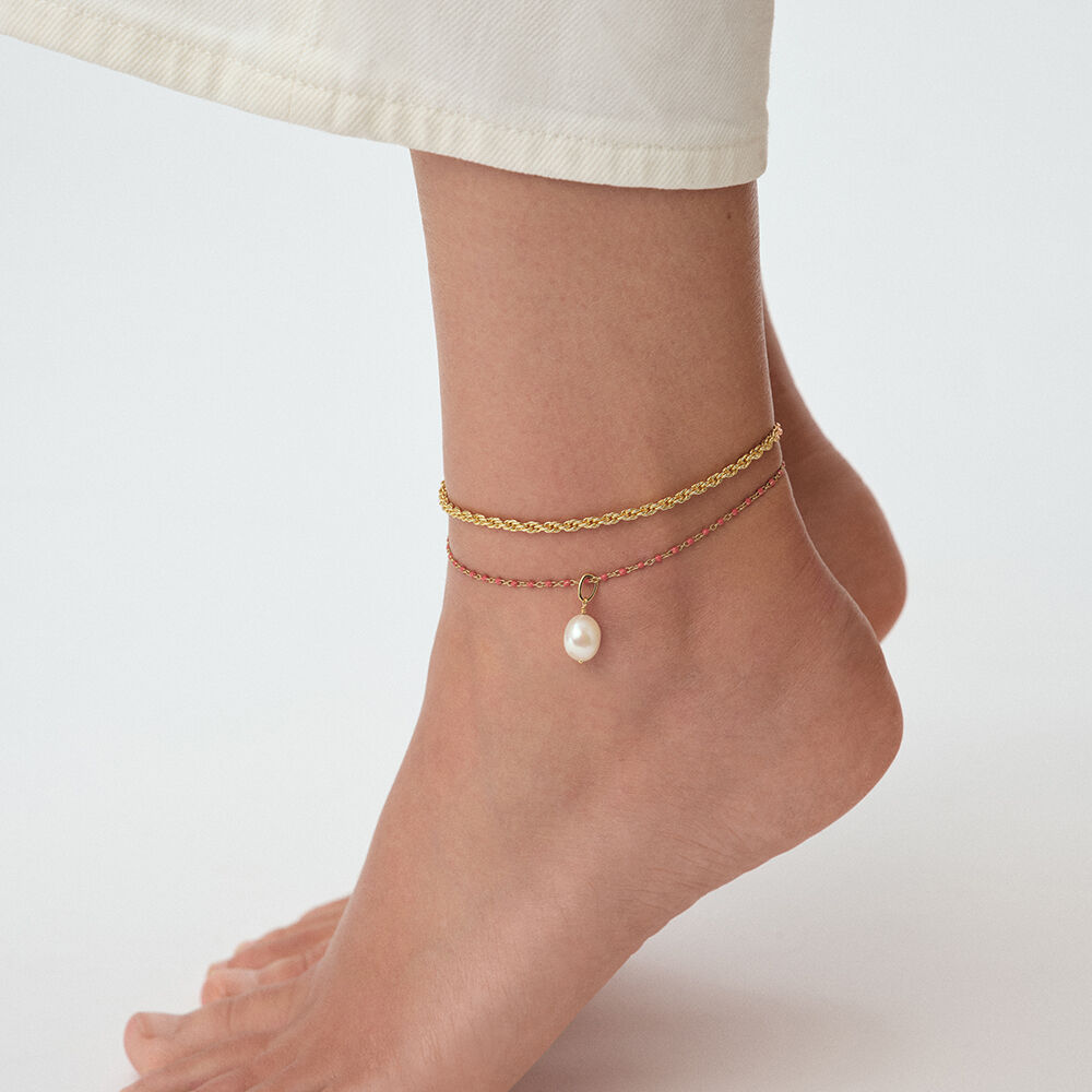 Ankle chain SMARTY - Coral / Gold - All Talismans  | Agatha