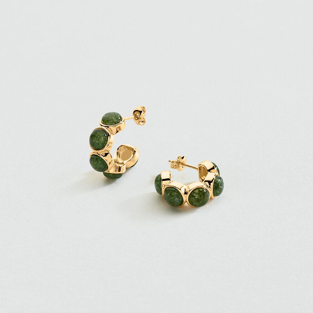Hoops STONE BATIGNOLLES - Green / Golden - Earrings  | Agatha