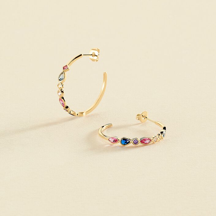 Hoops ARCO - Multicolor / Gold - All earings  | Agatha