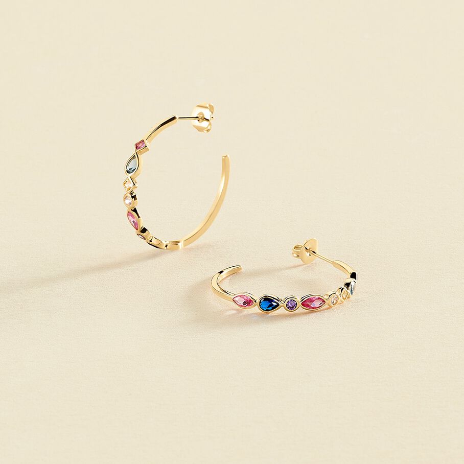 Hoops ARCO - Multicolor / Gold - All earings  | Agatha